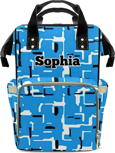 Vista 8 de Mochila de pañales de camuflaje rojo con nombre, bolsa multifunción de gran capacidad para mamá, papá, unisex, niño y niña, Diseño 1, Mochilas