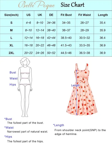 Vista 4 de Belle Poque Vestido floral vintage para mujer, vestido de verano con tirantes delgados, vestido fruncido y acampanado, vestido midi con vuelo