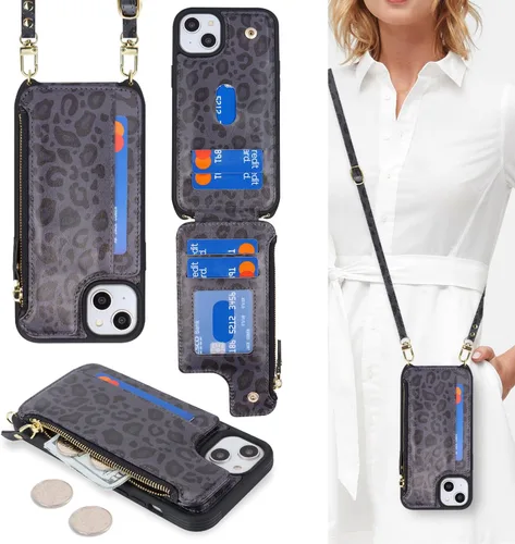 Vista 22 de Cavor para iPhone 14 Plus Funda tipo cartera con tarjetero, Funda tipo cartera para iPhone 14 Plus para mujeres, Doble cierre magnético a prueba