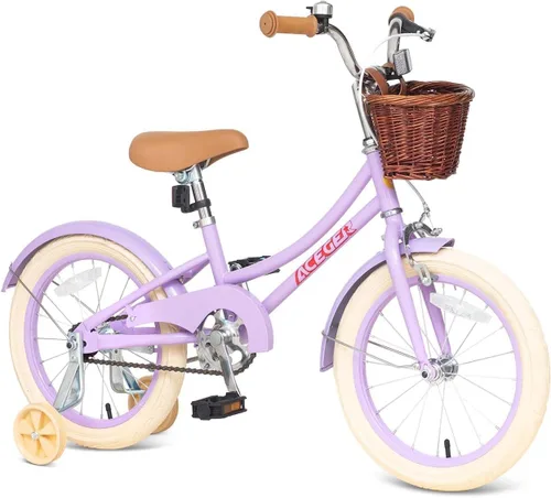 Vista 7 de Bixike Bicicleta de diseño retro para niñas con cesta y freno de posavasos para niños de 3 a 13 años, bicicleta de crucero de 14, 16, 18 pulgadas