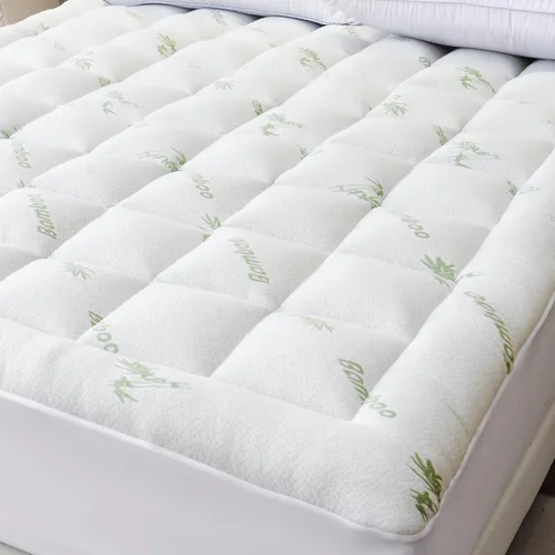 Vista 8 de Cubrecolchón refrescante King – Protector de colchón extra suave, viscosa transpirable hecha de bambú para aliviar el dolor de espalda, funda