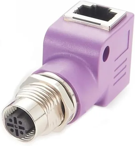 Vista 12 de Elecbee Adaptador de mamparo M12 a RJ45 impermeable M12 A Código 8 Pin hembra a RJ45 Jack de ángulo recto naranja
