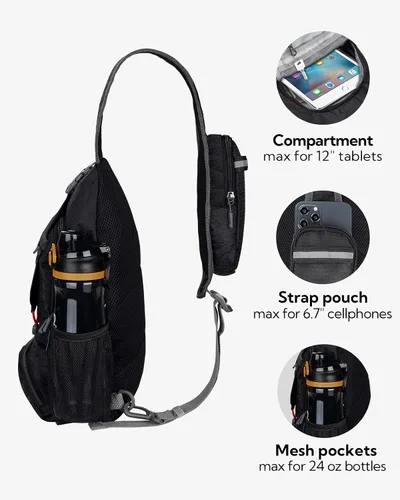 Vista 4 de WATERFLY - Mochila cruzada ligera y plegable, mochila de viaje