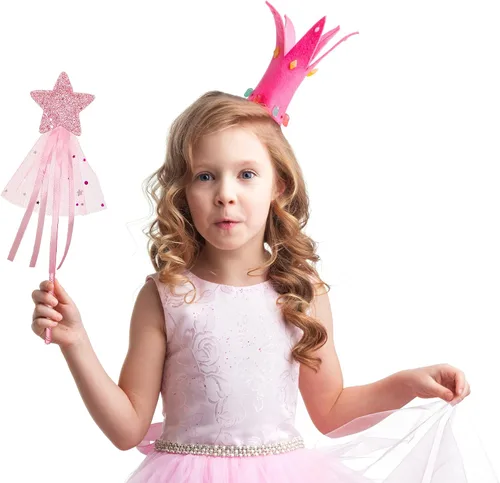 Vista 8 de PPXMEEUDC Kit de varita de princesa con purpurina 6 unidades varita mágica de estrella de hadas para disfraz de niña juego de rol cosplay fiesta