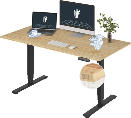 Vista 29 de FlexiSpot E6 Bamboo - Escritorio eléctrico de pie de 3 etapas con motor dual de 48 x 24 pulgadas, soporta 220 libras, altura ajustable con ajustes