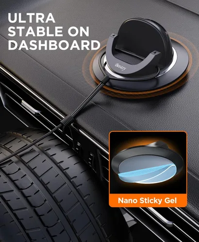 Vista 2 de Beeasy Soporte de teléfono celular para salpicadero de automóvil, soporte de teléfono con silicona giratoria de 360°, antideslizante, soporte