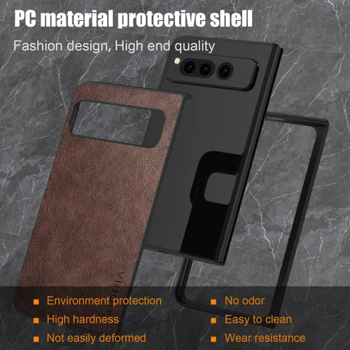 Vista 4 de Funda para Google Pixel Fold de cuero de alta calidad, diseño retro, funda protectora completa para Google Pixel Fold 5G (café)