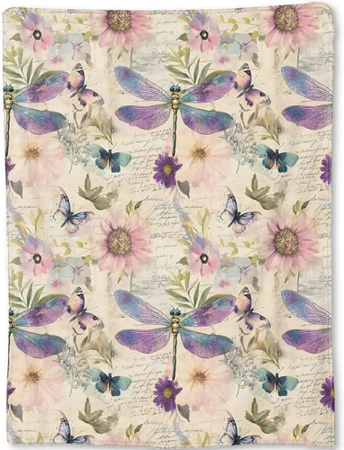 Vista 16 de Manta Bonita de Conejo - Adorable Manta de Forro Polar de Conejo con Diseño Floral en Lavanda Pastel, Regalos para Niños y Niñas, Suave y Cálida