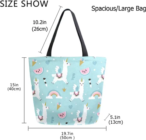 Vista 3 de ZzWwR Elegante bolsa de hombro extragrande con estampado para viajes a la playa, fin de semana, gimnasio, compras de comestibles.., Llama de dibujos