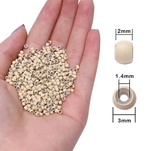 Vista 2 de Hairro Silicona Nano Anillo Perlas 200pcs 0.118 in Para Nano Link Cabello Kertain Cabello Humano Extensiones Beige