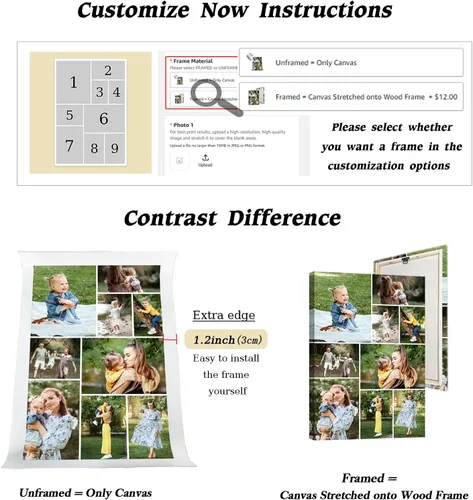 Vista 5 de CCWACPP Impresiones de lienzo de collage con foto personalizada, personalizadas, múltiples imágenes de foto en lienzo, póster personalizado, regalos