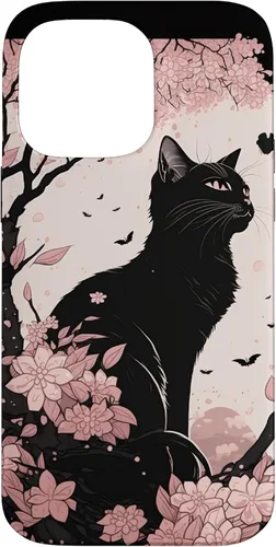 Vista 21 de Cute Pink Japanese Cherry Blossom Cat Aesthetic Case for iPhone 16