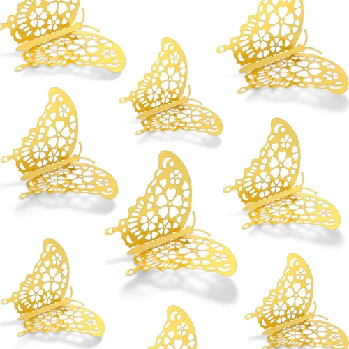 Vista 13 de AIEX 24 calcomanías de pared de mariposa 3D, adornos de mariposa 3D, calcomanías vívidas extraíbles con 3 tamaños diferentes para decoración