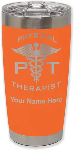 Vista 26 de LaserGram PT Physical Therapeut, vaso aislado al vacío de 20 onzas, grabado personalizado incluido (negro)