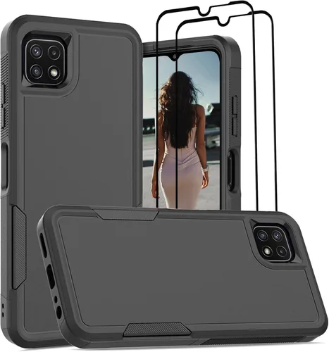 Vista 267 de Jeylly Compatible con Samsung Galaxy A22 5G Funda, Funda Samsung A22 5G con 2pcs protectores de pantalla de vidrio templado