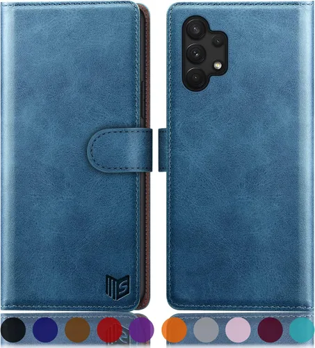 Vista 12 de SUANPOT Funda tipo cartera para Samsung Galaxy A13 5G con bloqueo RFID, tarjetero de crédito, funda protectora de piel sintética con tapa para Negro