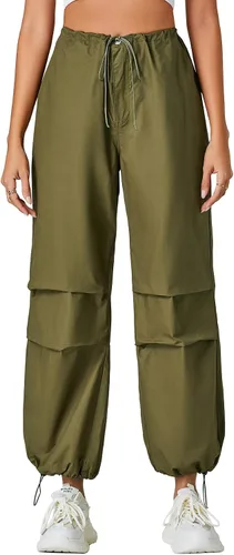 Vista 3 de Rooscier Pantalones cargo holgados con cordón y bolsillos para mujer