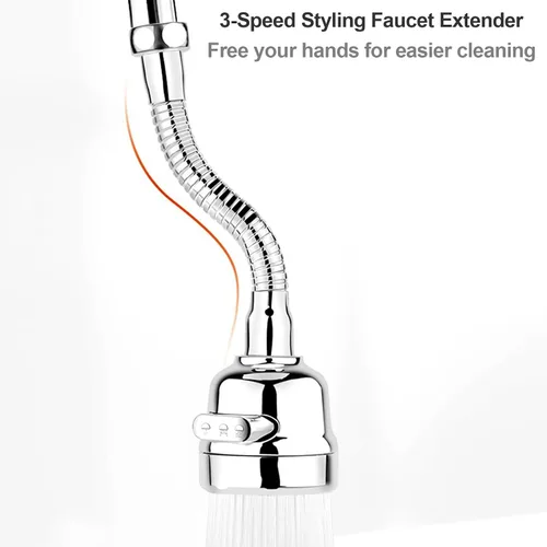 Vista 11 de Accesorio de rociador de llave, cabezal de llave de cocina de repuesto giratorio de 360° extensor de llave de 3 velocidades con adaptador universal