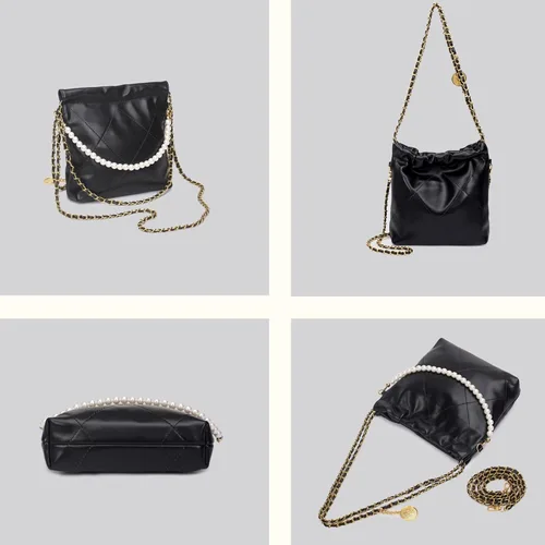Vista 6 de Bolso tote acolchado para mujer, bolso de hombro de lujo estilo hobo cruzado, bolso de mano con cadena de diseño, bolso de trabajo de cuero, grande