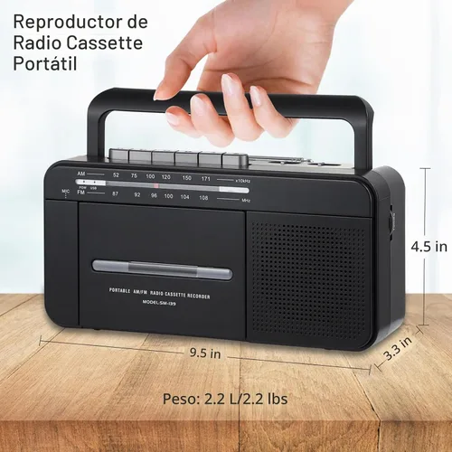 Vista 6 de SEMIER Boombox - Grabadora de cinta de casete de conversión MP3, radio AM FM, convertidor digital de casete a MP3, grabación USB, micrófono