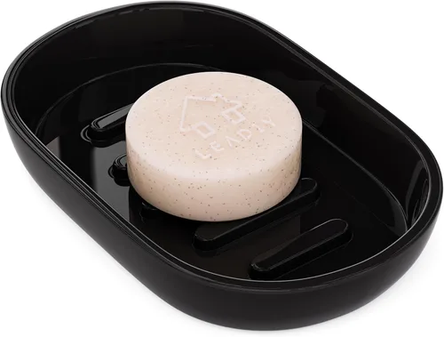 Vista 11 de Jaboneras para barra de jabón, soporte de jabón de baño negro, soporte de bambú para ducha de baño, lavabo de baño