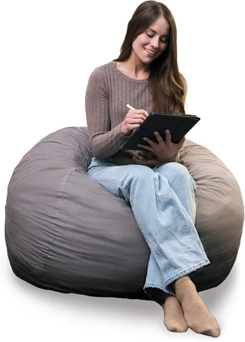 Vista 69 de Big Joe Fuf Silla Puf de Espuma de 5 Pies de Tamaño Extra Grande con Funda Extraíble para Niños, Adolescentes, Adultos, Onyx Lenox, Poliéster Tejido