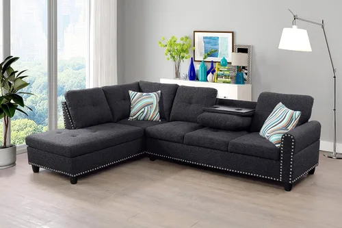 Vista 12 de FUOROLA Sofá modular de gran tamaño, sofá modular de cuero con reclinable, sofás seccionales para sala de estar, sofá reclinable de piel sintética