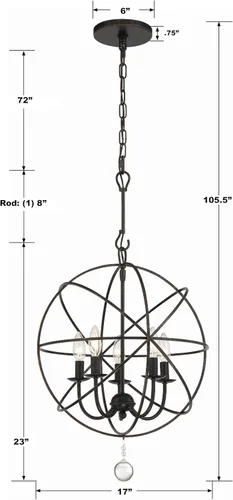 Vista 5 de Crystorama Solaris - Mini lámpara de araña de bronce inglés de 5 luces Bronce (English Bronze)