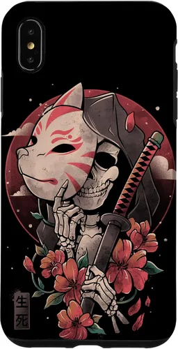 Vista 11 de iPhone 16 Death Messenger Japanese Aesthetics Grim Reaper Kitsune Mask Case
