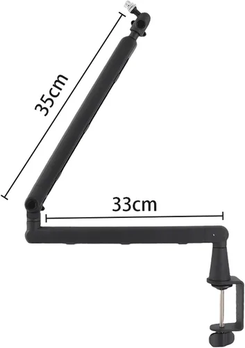 Vista 3 de Brazo de micrófono de perfil bajo, soporte de micrófono de metal ajustable con abrazadera de escritorio, articulación de 360° y gestión de cables