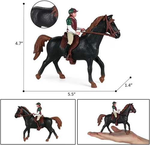 Vista 4 de RCOMG Juego de juguetes de caballo con vaquero, juguetes de rodeo occidental para niñas y niños, jinete de club de caballos Farm World con figuras