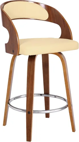 Vista 13 de Armen Living Shelly 26" Altura del Asiento Taburete Giratorio de Bar de Estilo Moderno de Mediados del Siglo para Isla de Cocina y Encimera en Cuero