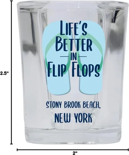 Vista 3 de Stony Brook Beach New York Beach Souvenir - Vaso de chupito de base cuadrada, 2 onzas, individual