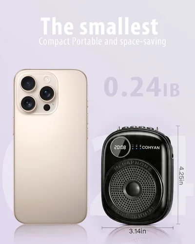 Vista 6 de Amplificador de voz para profesores, micrófono y altavoz portátil con cable Bluetooth, megáfono de bocina recargable para aula, reuniones, yoga