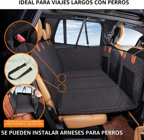 Vista 3 de Extensor de asiento trasero, funda de asiento de perro para asiento trasero, funda de asiento de coche de fondo duro para perros, hamaca para perro