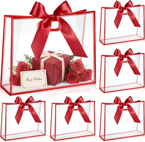 Vista 12 de Aliceset - 12 bolsas de regalo grandes de plástico transparente negro