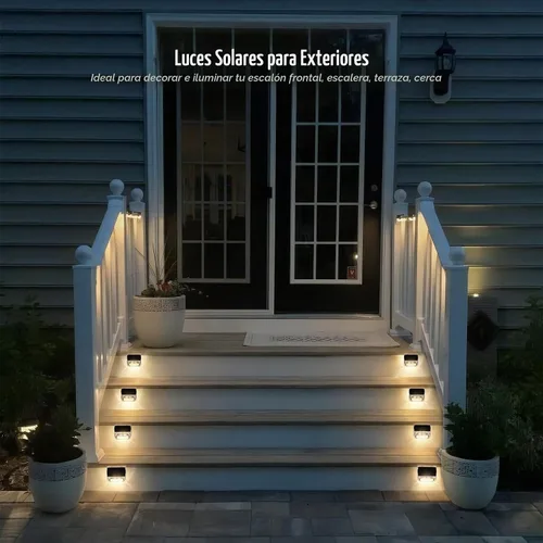 Vista 8 de Qualdout Paquete de 8 luces solares para exteriores, luces solares impermeables para cubierta con lente acrílica transparente, luces solares blancas