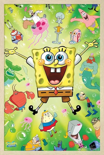 Vista 12 de Trends International Nickelodeon Bob Esponja - Póster de pared de explosión, 14.725 x 22.375 pulgadas, versión enmarcada de madera de granero
