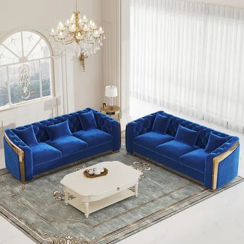 Vista 16 de DAMAIFROM Sofá Chesterfield moderno de mediados de siglo, sofá de terciopelo de 62" blanco y dorado, sofá biplaza curvo de lujo para sala de estar
