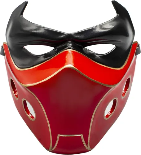 Vista 3 de Evere Máscara de capucha roja Jason Todd, casco de cosplay de resina duradera, accesorio de disfraz de Halloween