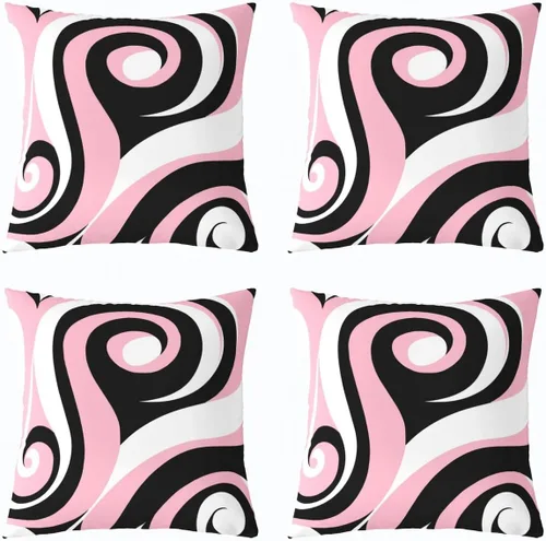 Vista 49 de Castle Fairy Fundas de almohada modernas con estampado de líneas geométricas de doble cara de 16 x 16 pulgadas, fundas de almohada de espirales