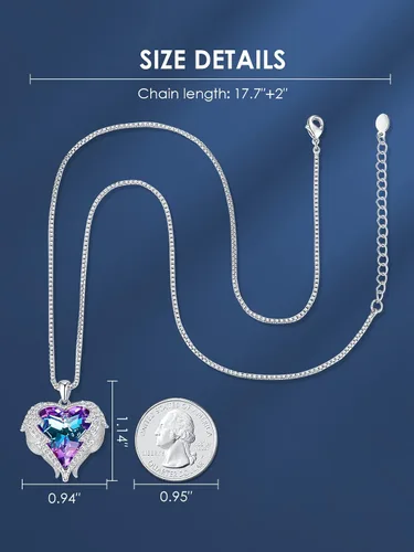 Vista 4 de CDE Collar con dije de corazón de ala de ángel para mujer, tono plateadodorado, regalo de Navidad, San ValentínDía de la Madre, aniversario