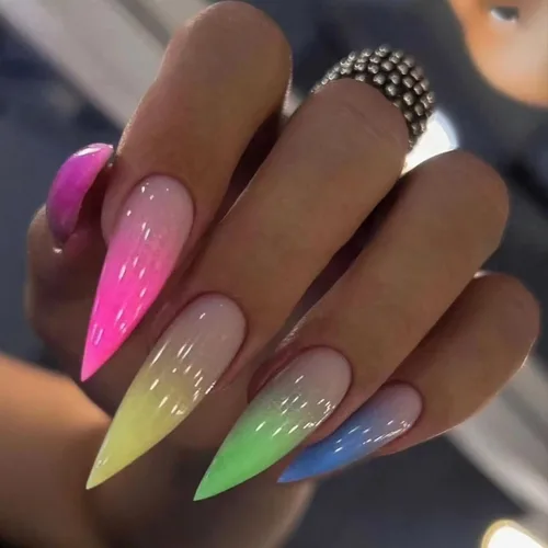 Vista 26 de BABALAL - Uñas postizas largas a presión, uñas postizas negras y rojas, uñas acrílicas de almendra con diseño gótico de vampiro, uñas adhesivas
