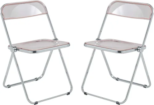 Vista 24 de LeisureMod Lawrence - Silla plegable de acrílico transparente moderna con marco de metal, asiento transparente que ahorra espacio para comedor