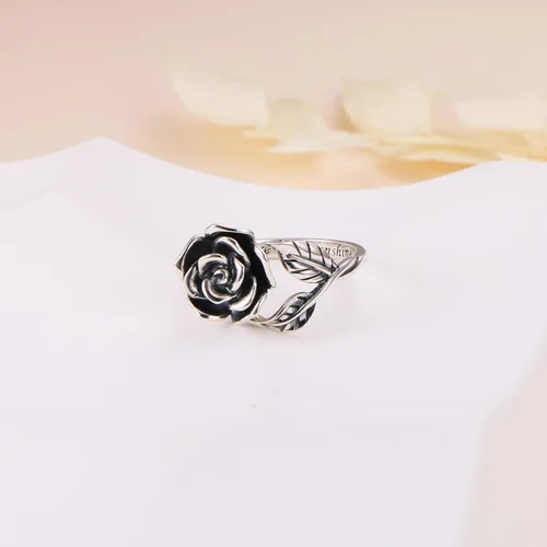 Vista 37 de Anillos abiertos ajustables de plata de ley S925, anillo de rosa para mujeres y adolescentes