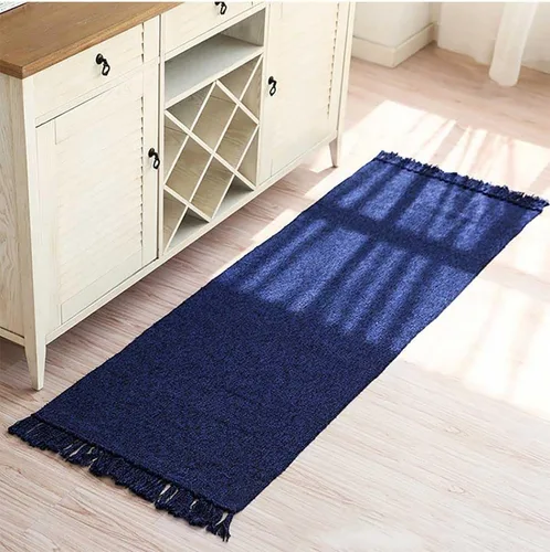 Vista 2 de Alfombra de algodón reversible para cuarto de servicio, alfombra de trapo. Alfombra tejida a mano Chindi para cocina, baño, dormitorio, dormitorio