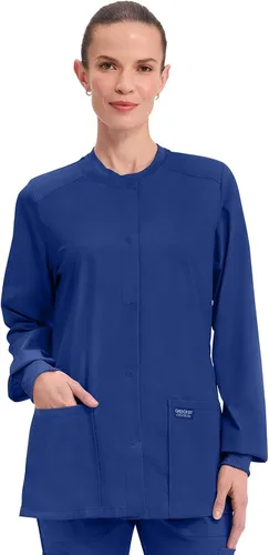 Vista 15 de Cherokee Workwear Profesionales Snap Front Warm-up Scrub Jacket Azul marino