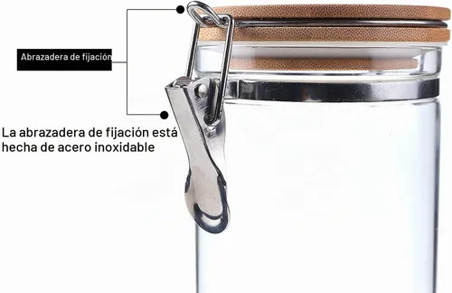 Vista 7 de KKC HOME ACCENTS - Recipiente de café de vidrio de 40 onzas (capacidad para granos de café de 1 libra) con tapa hermética de bambú, recipiente