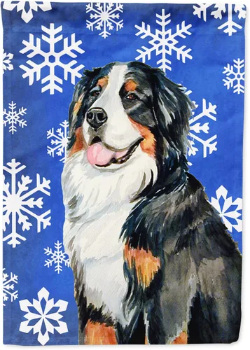 Vista 124 de Caroline's Treasures SC9374GF Bulldog English Snow flakes Holiday Garden Flag Buzón Bandera decorativa para patio exterior, patio, obras de arte
