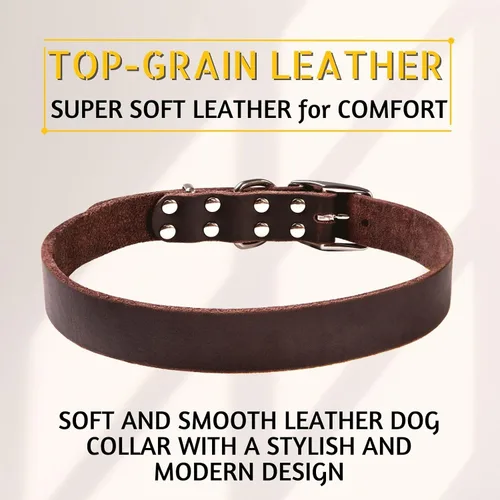 Vista 3 de Collar de cuero para perros grandes con correa de cuero de doble asa de 6 pies x 3/4 pulgadas